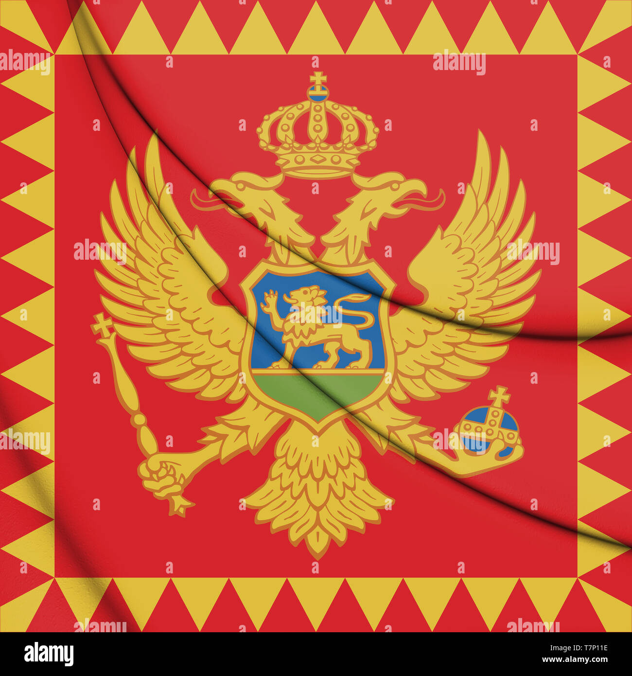 3D Standard of the President of Montenegro. 3D Illustration. Stock Photo