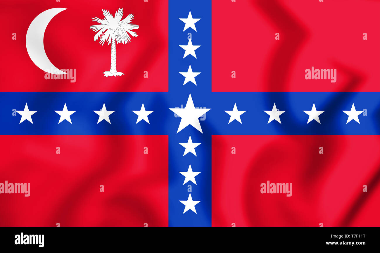 3D South Carolina Sovereignty-Secession Flag, USA. 3D Illustration. Stock Photo