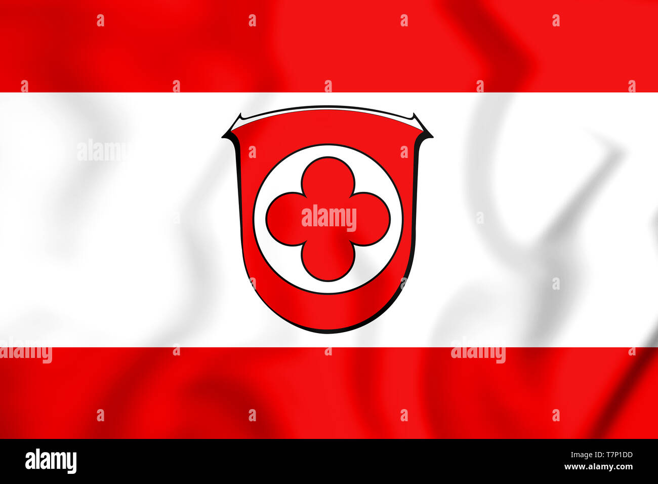 3D Flag of Baunatal (Hesse), Germany. 3D Illustration. Stock Photo