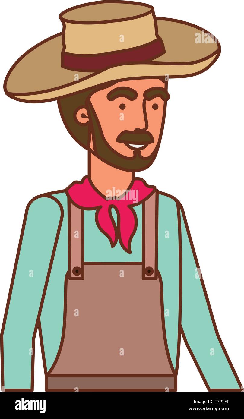 man farmer with straw hat Stock Vector Image & Art - Alamy