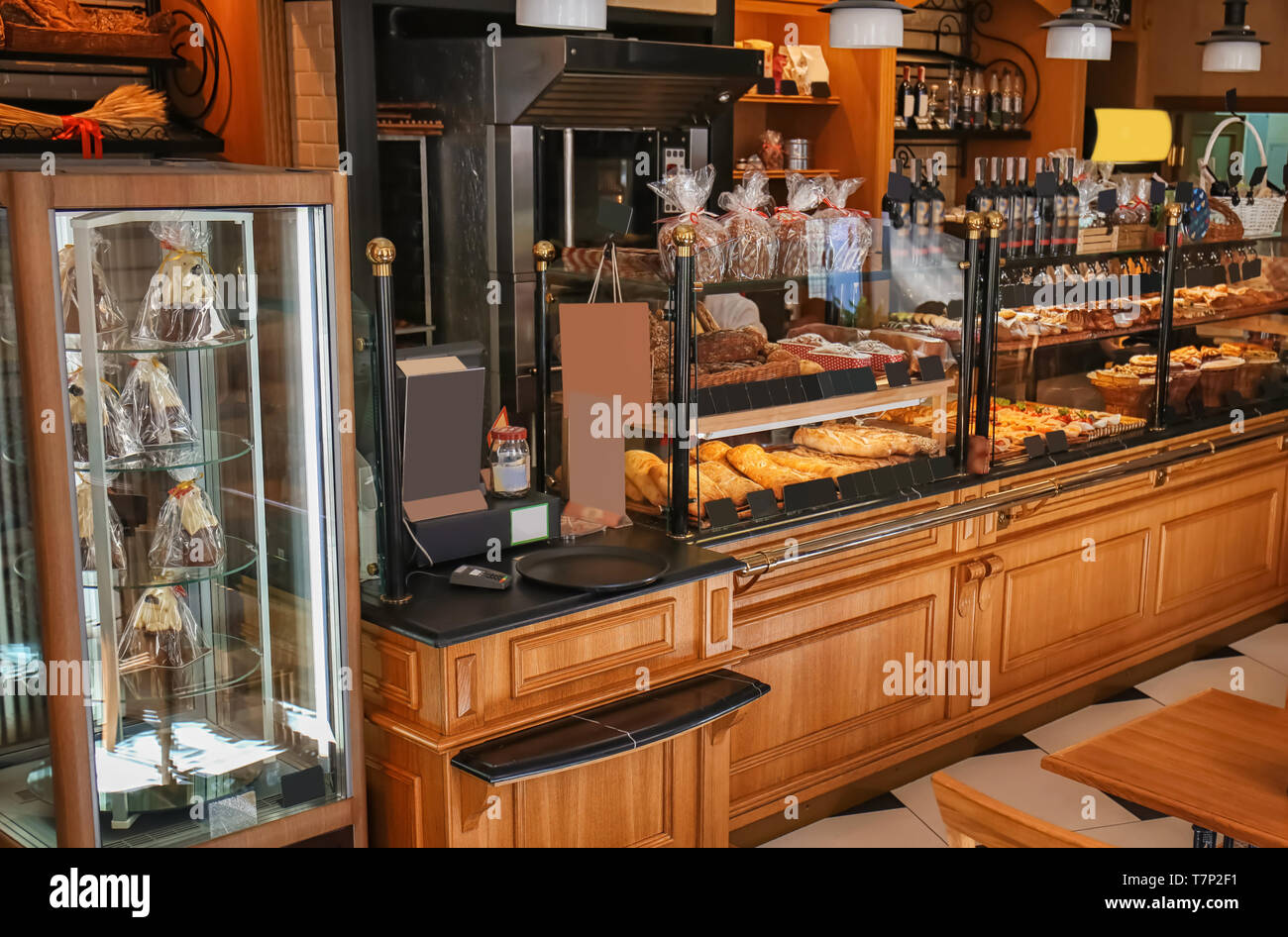 Interior of shop with fresh bakery on counter Stock Photo - Alamy