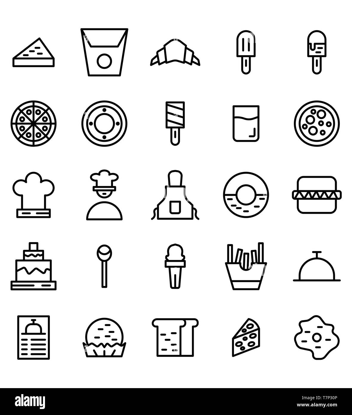 Set of Food Bakery Bread vector icon or illustration. Editable stroke ...