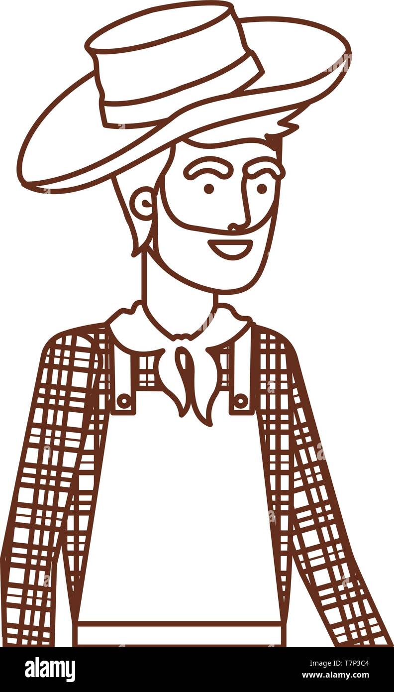 man farmer with straw hat Stock Vector Image & Art - Alamy