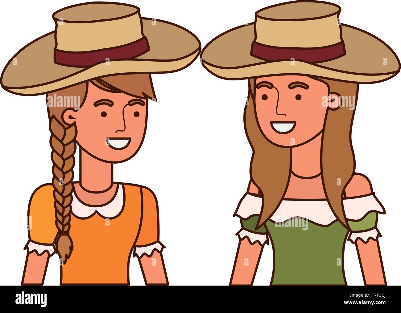 farmers women talking with straw hat Stock Vector Image & Art - Alamy