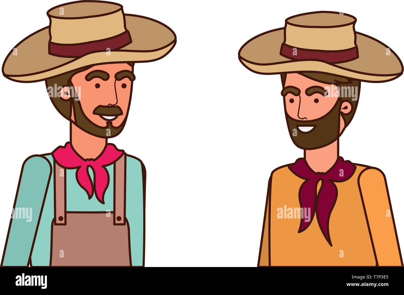 farmers men talking with straw hat Stock Vector Image & Art - Alamy