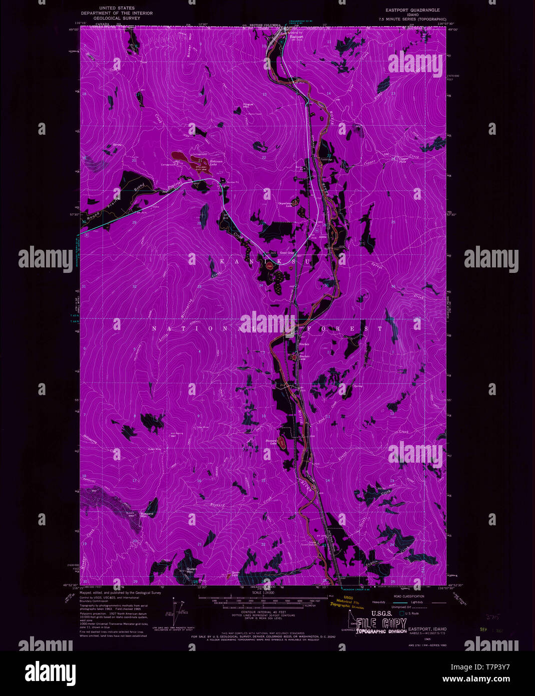 USGS TOPO Map Idaho ID Eastport 235996 1965 24000 Inverted Restoration ...