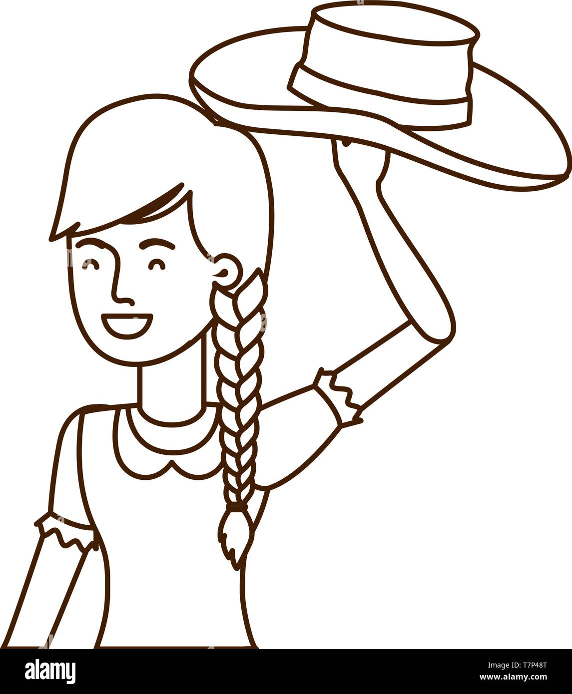 farmer woman with straw hat Stock Vector Image & Art - Alamy
