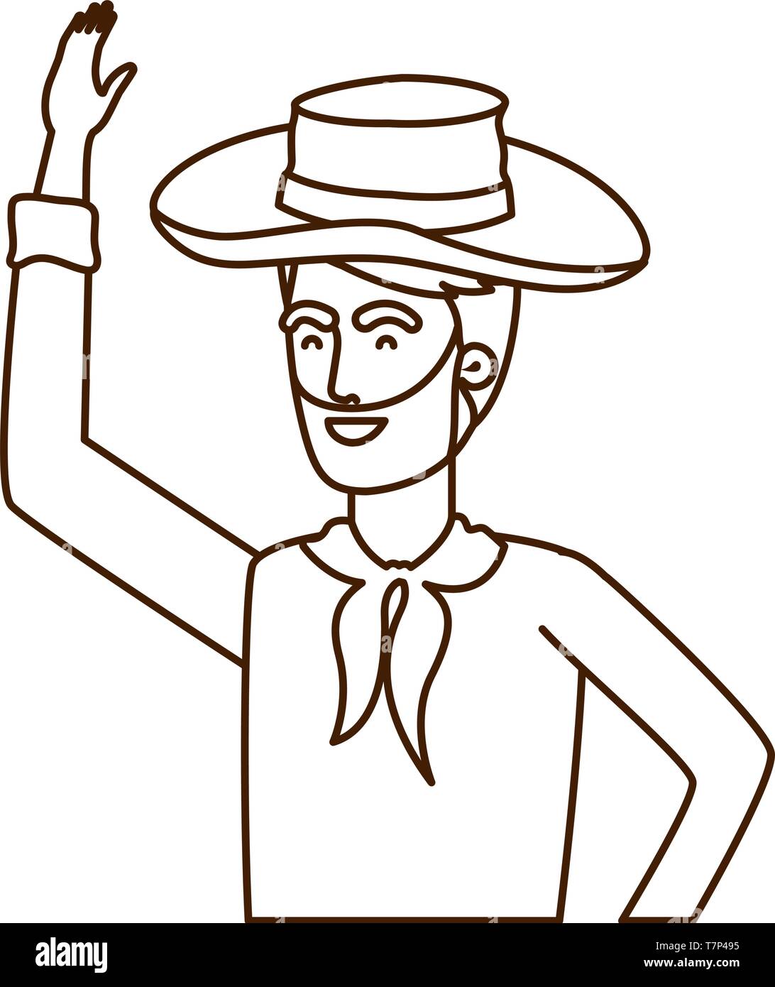 man farmer with straw hat Stock Vector Image & Art - Alamy