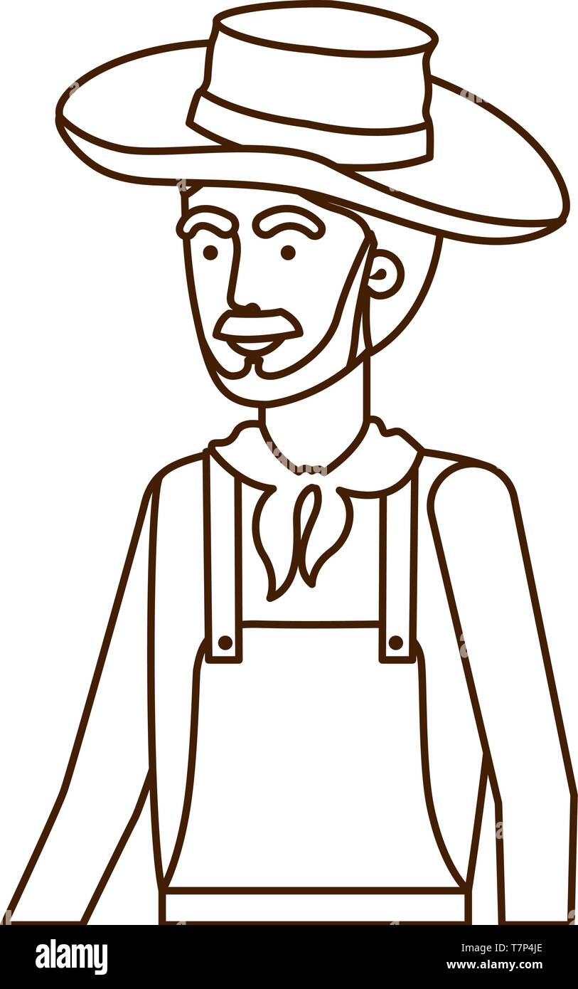 man farmer with straw hat Stock Vector Image & Art - Alamy
