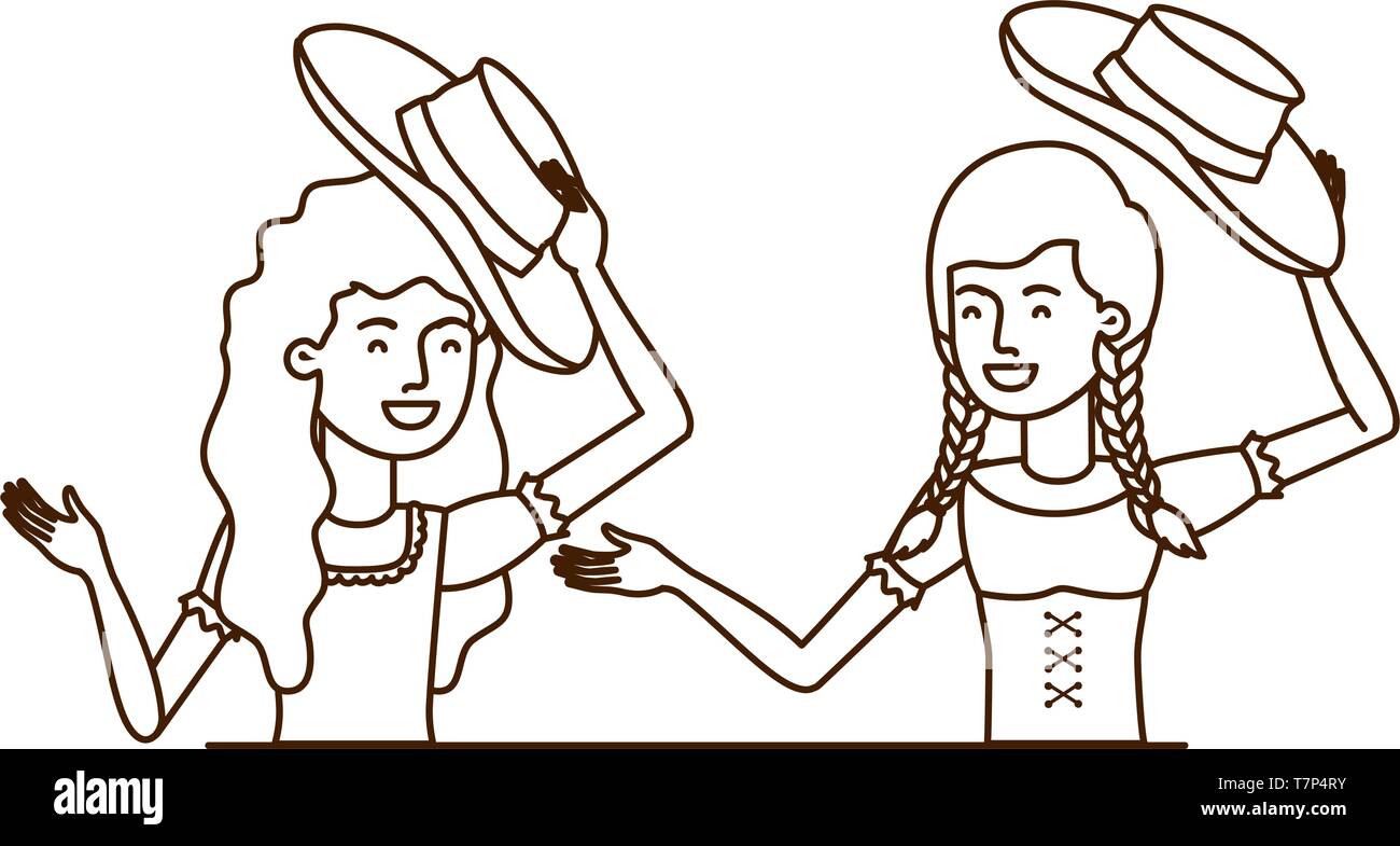 farmers women talking with straw hat Stock Vector Image & Art - Alamy