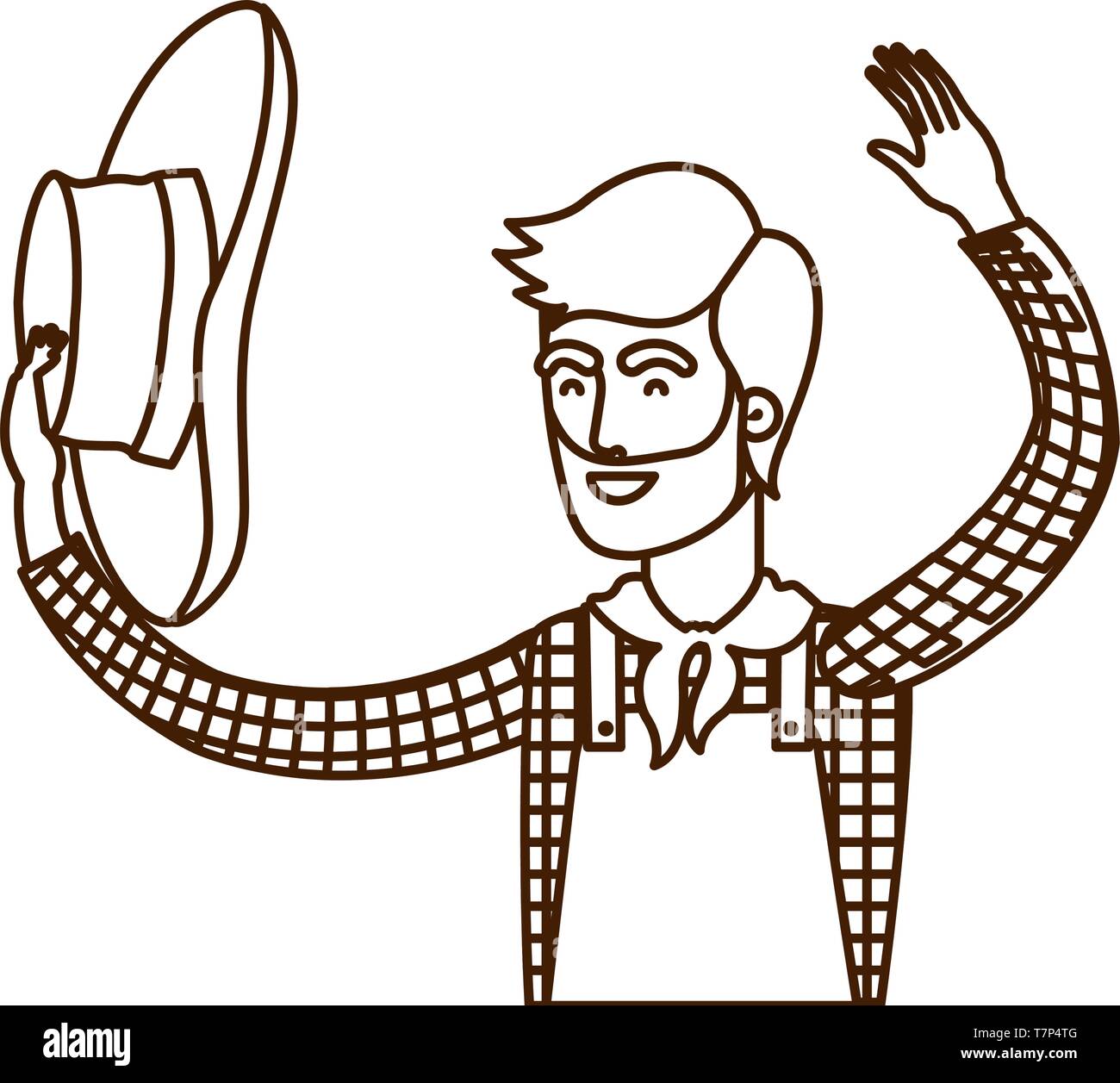 man farmer with straw hat Stock Vector Image & Art - Alamy