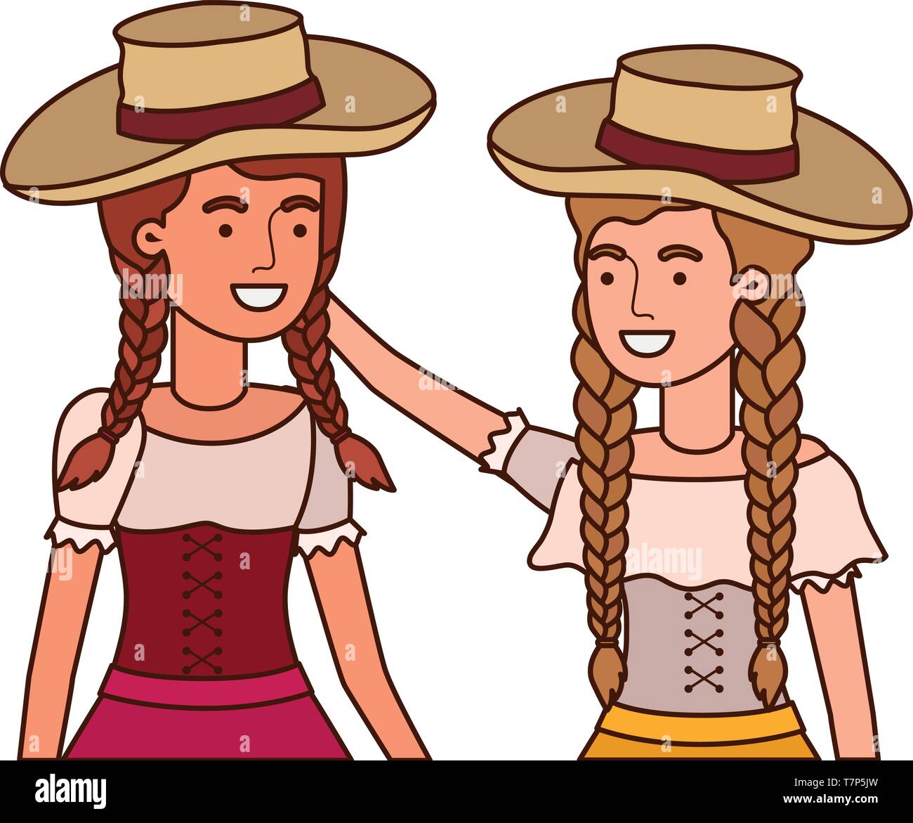 farmers women talking with straw hat Stock Vector Image & Art - Alamy