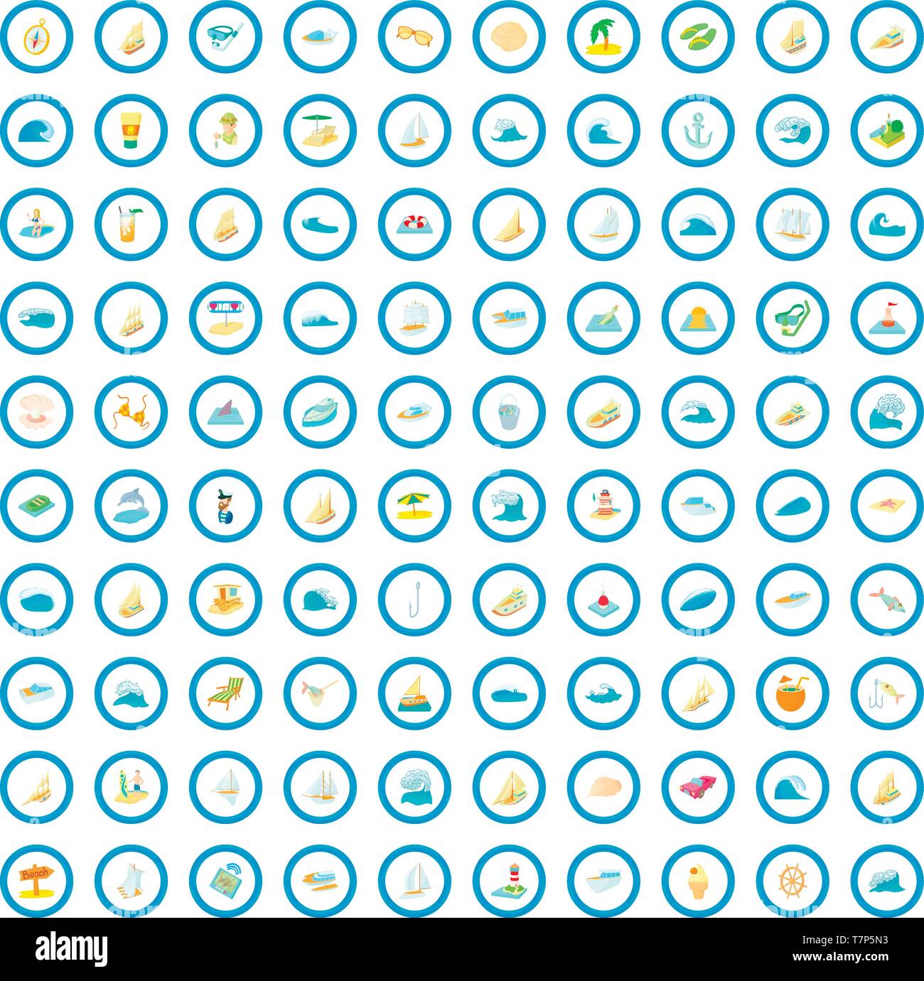 100 water recreation icons set, cartoon style Stock Vector Image & Art ...