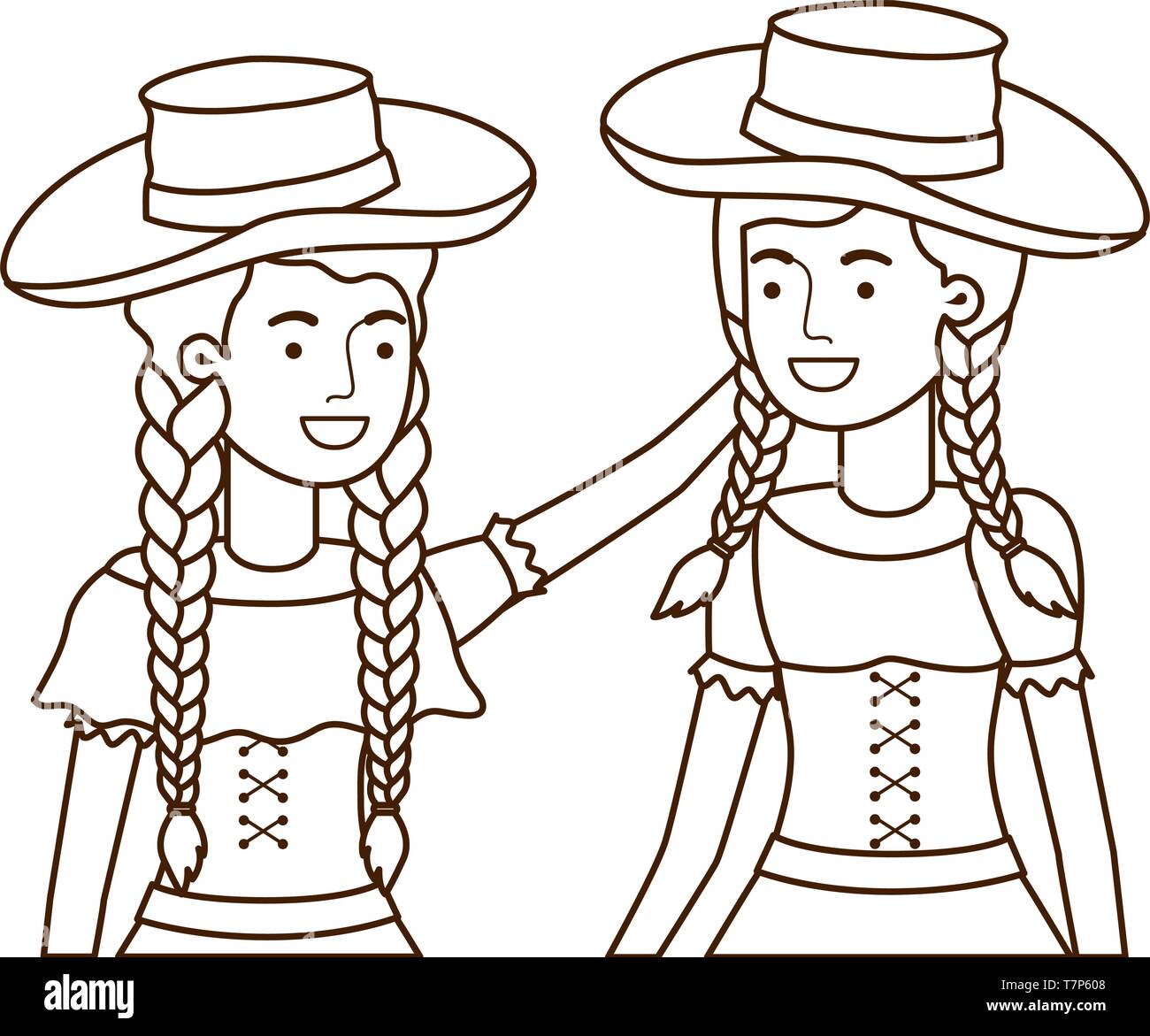 farmers women talking with straw hat Stock Vector Image & Art - Alamy