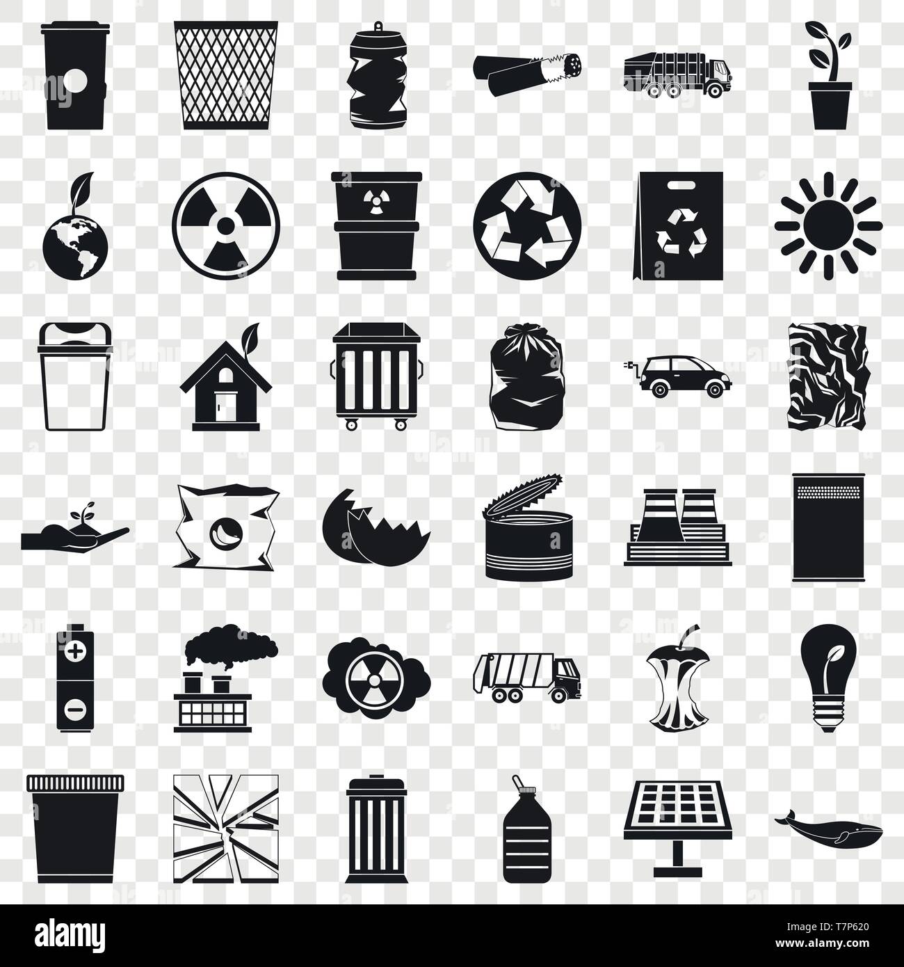 Ecology in earth icons set, simple style Stock Vector