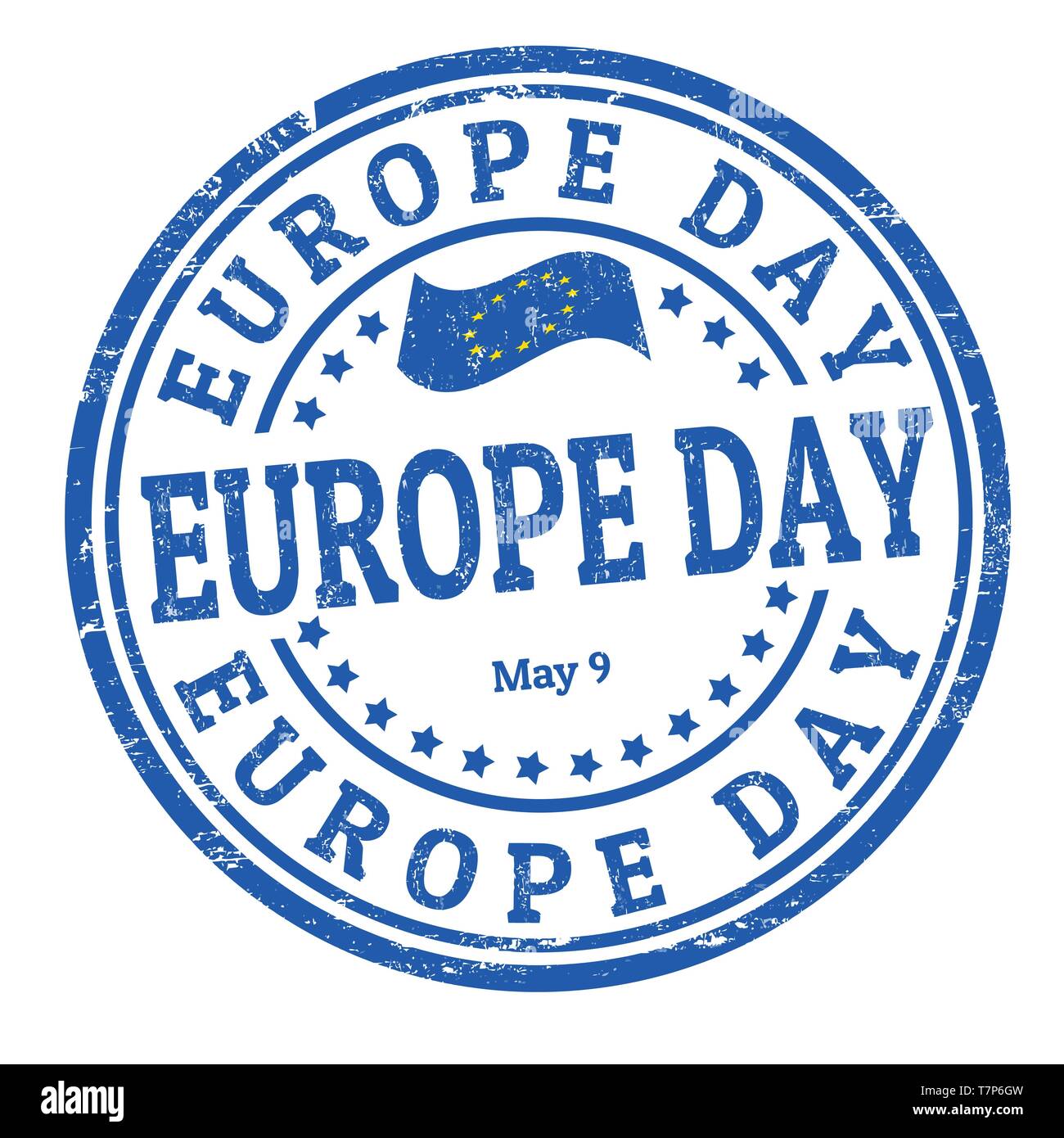 Europe day sign or stamp on white background, vector illustration Stock