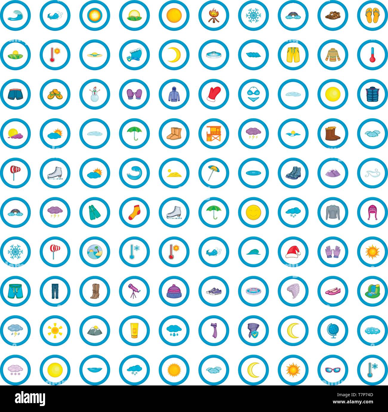 100 weather icons set, cartoon style Stock Vector Image & Art - Alamy