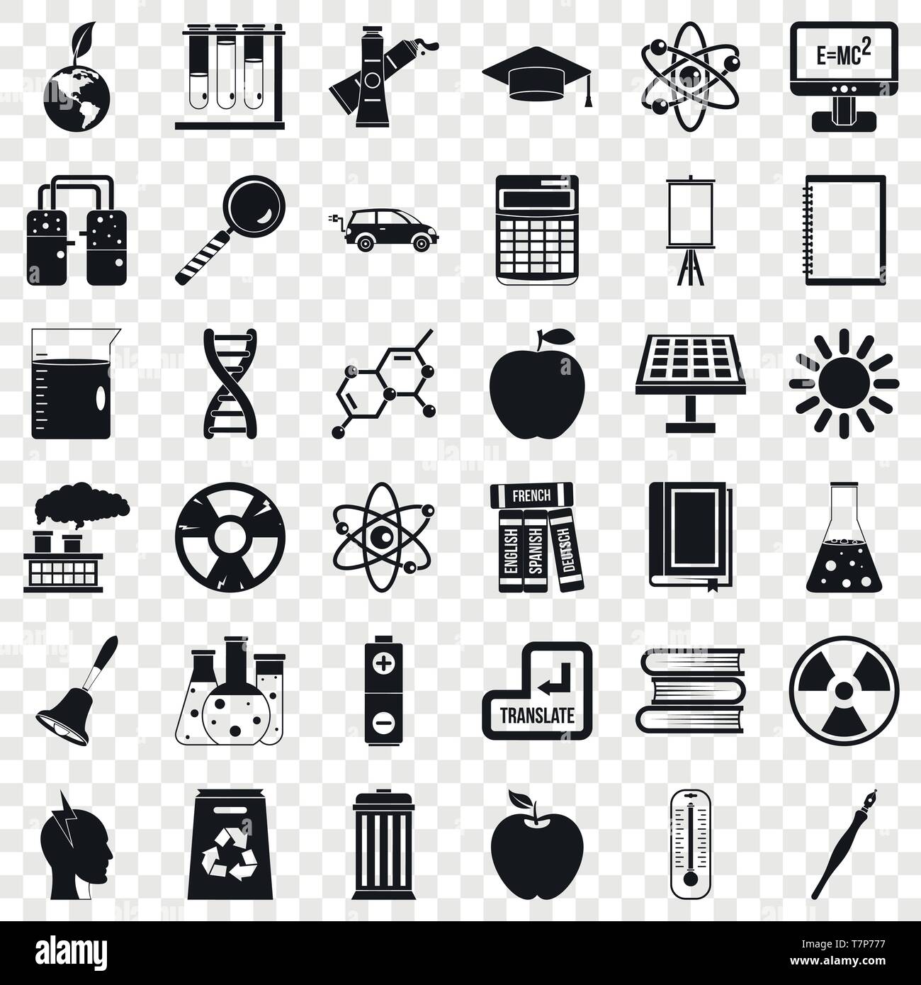 University education icons set, simple style Stock Vector