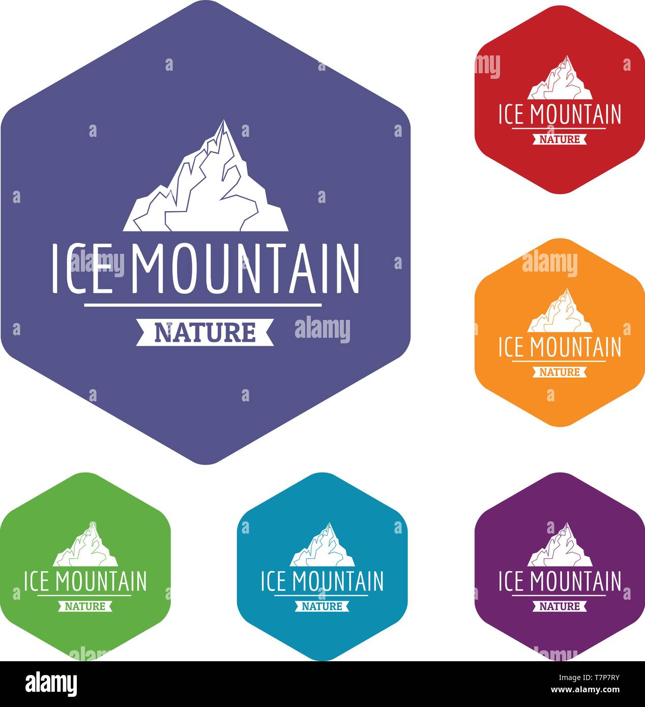 Ice mountain icons vector hexahedron Stock Vector