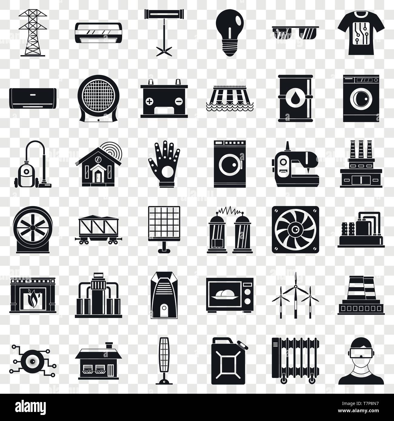 Saving energy icons set, simple style Stock Vector