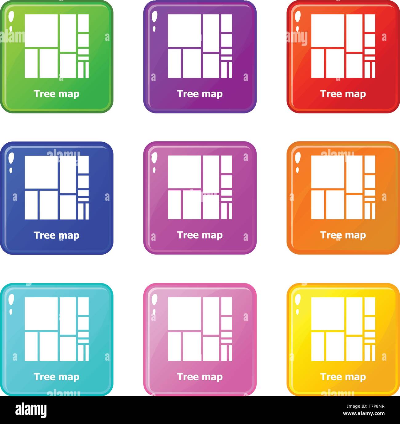Tree map icons set 9 color collection Stock Vector Image & Art - Alamy