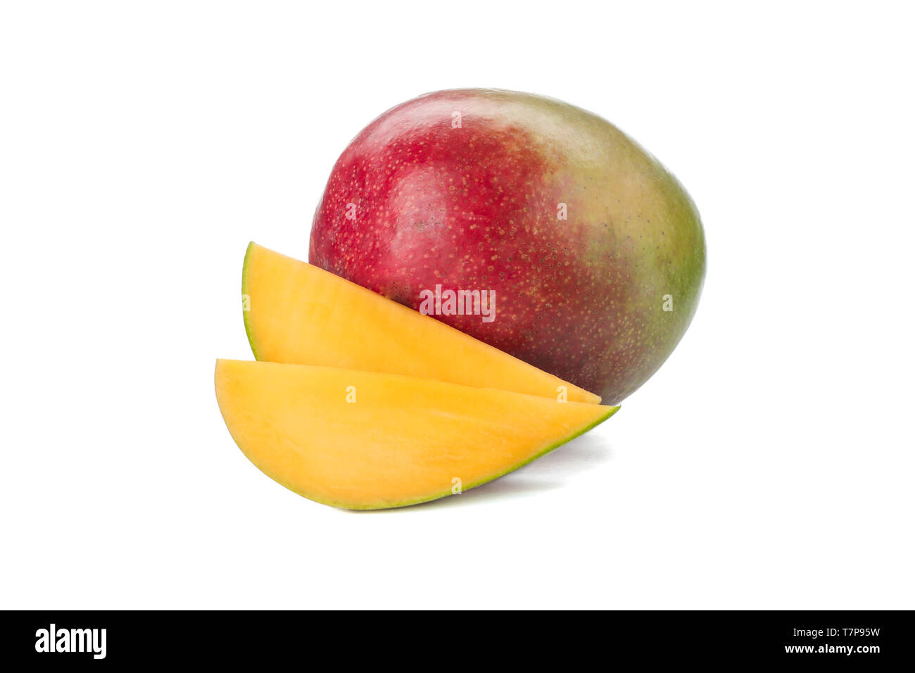 top view two pieces rotten mangos close up on a white background Stock Photo - Alamy
