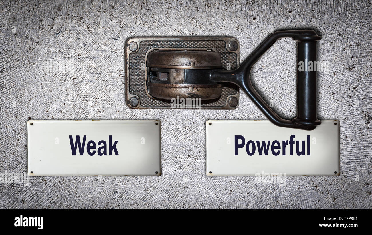 Wall Switch the Direction Way to Powerful versus Weak Stock Photo - Alamy