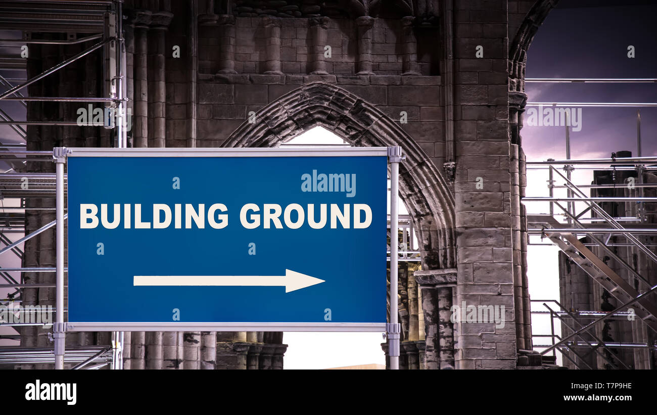 Street Sign the Direction Way to BUILDING GROUND Stock Photo - Alamy