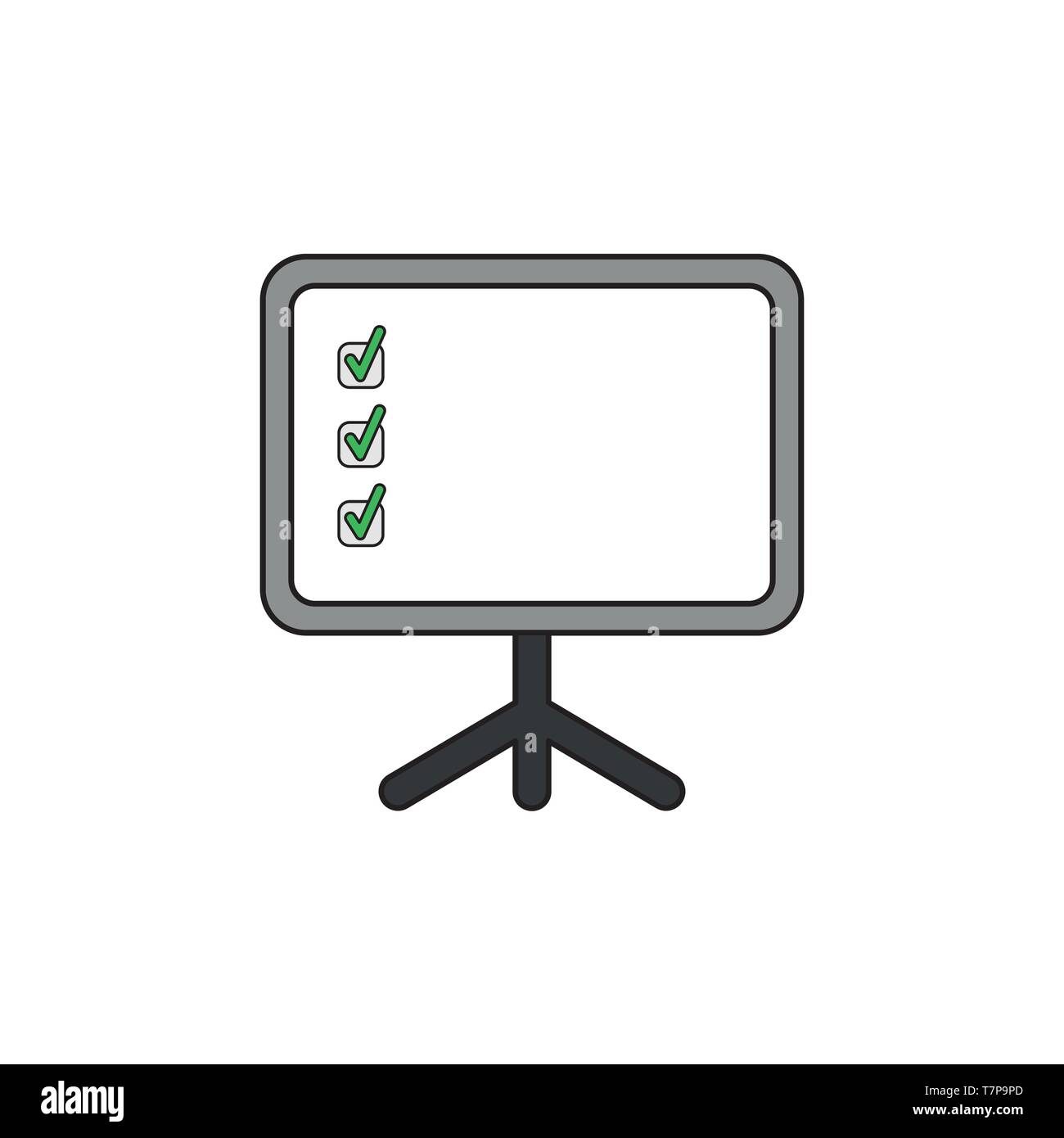Vector icon concept of three green check marks inside presentation ...