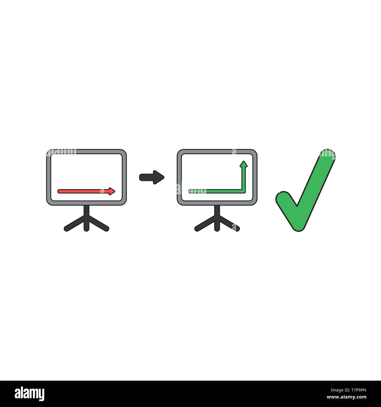 Vector icon concept of arrow moving down and up on sales chart with ...