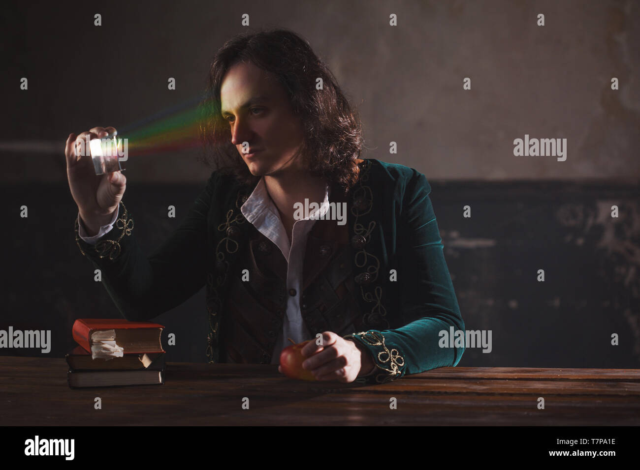 History of science, concept. Isaac Newton and physics. The science of