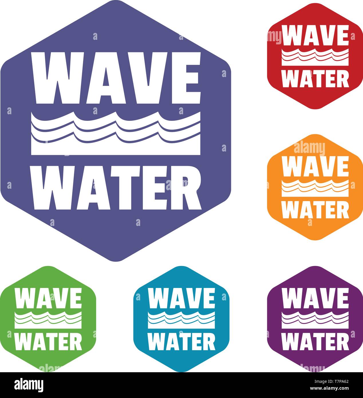 Wave water icons vector hexahedron Stock Vector