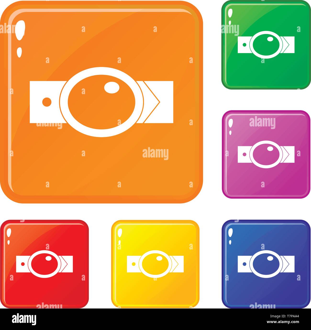 Belt with oval shaped buckle icons set vector color Stock Vector Image ...
