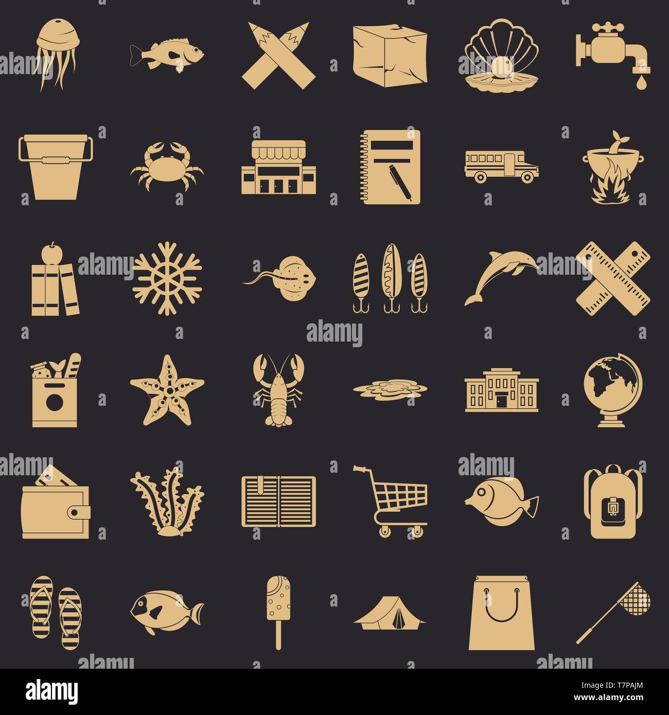 Crab icons set, simle style Stock Vector