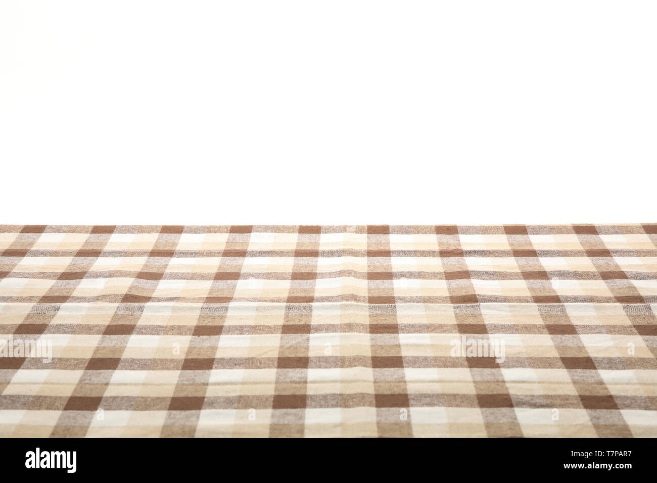 Checkered napkin against white background, space for text Stock Photo