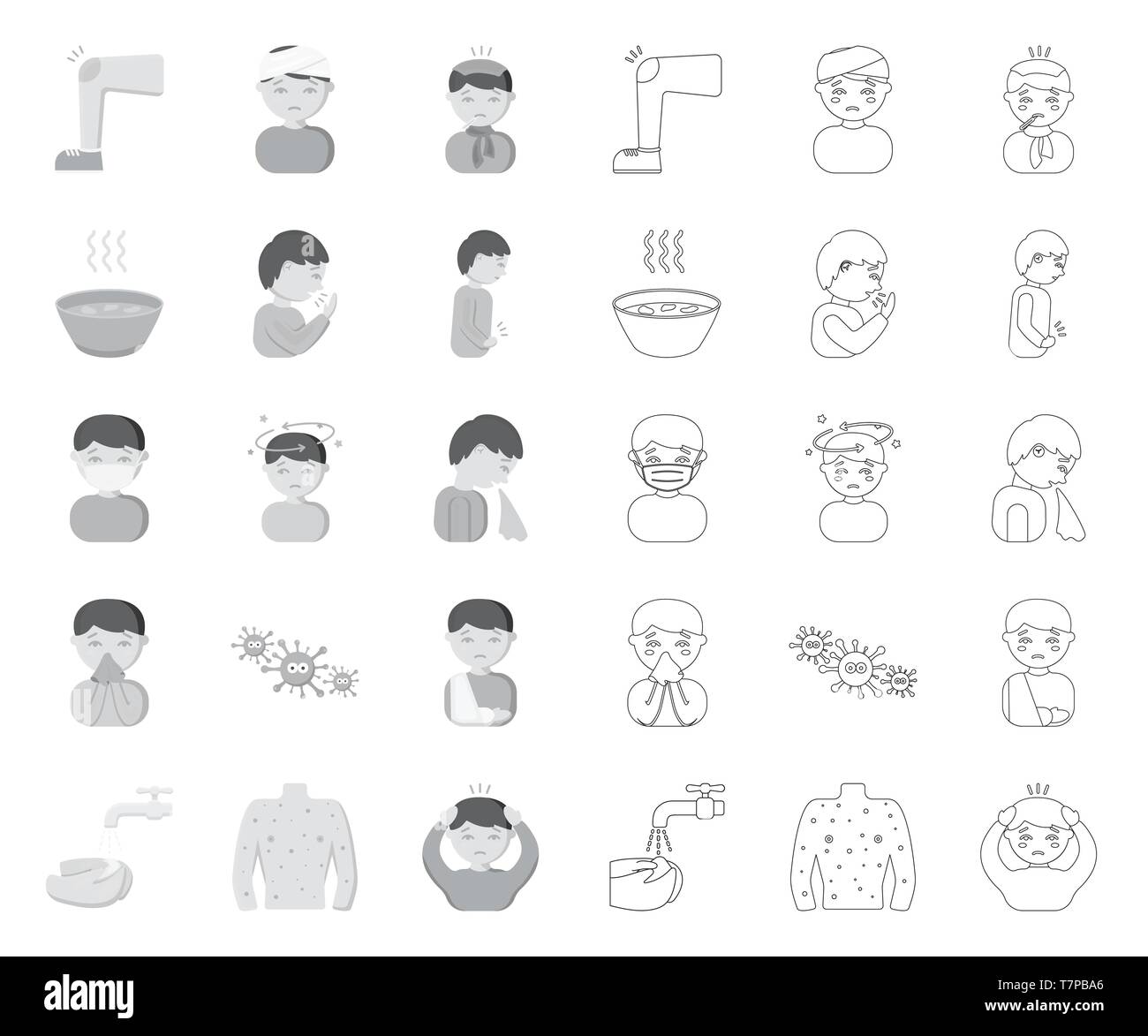 abdominal,art,collection,cough,design,diarrhea,disease,diseased,dizzziness,fever,fracture,hands