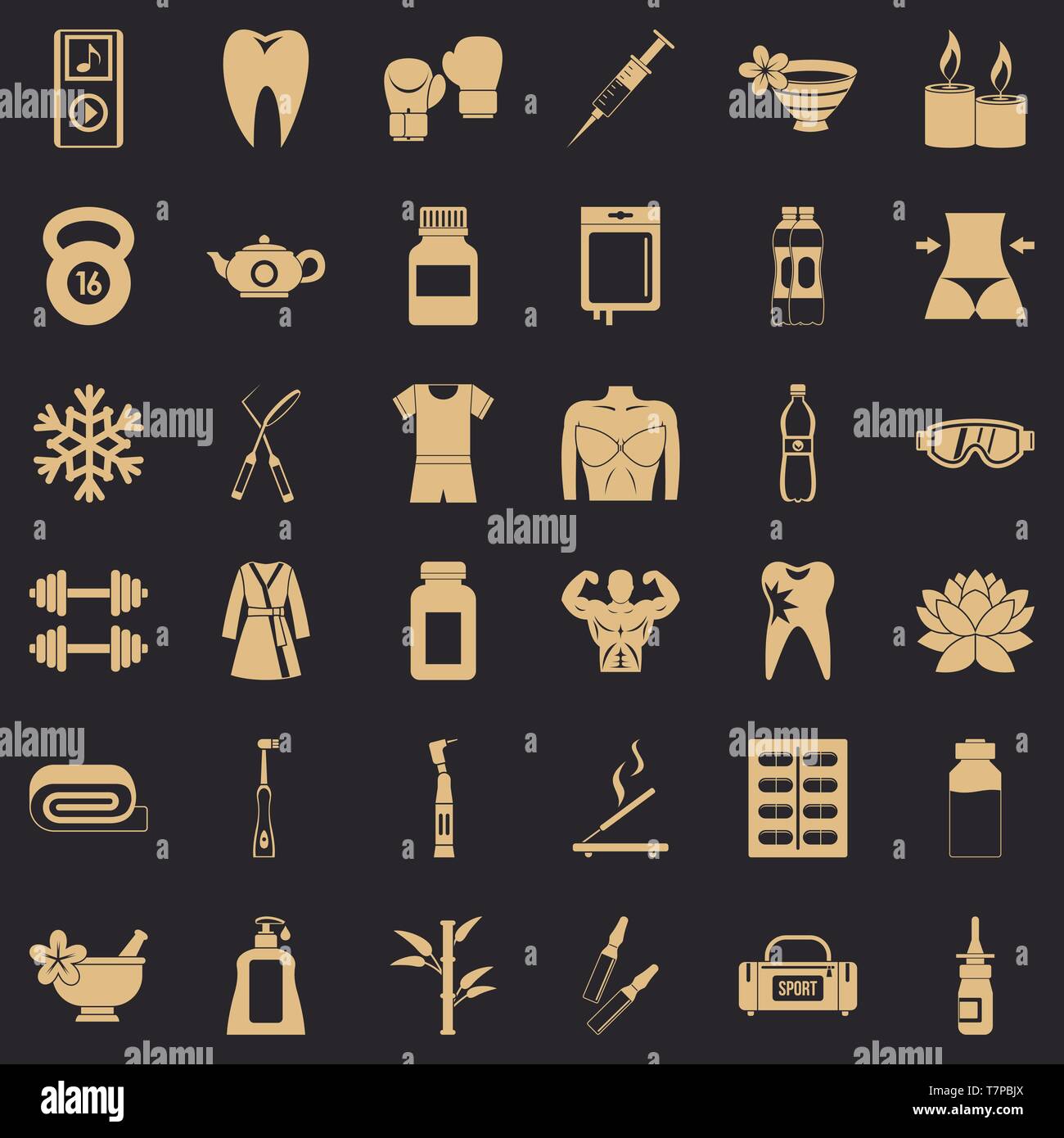Fitbody icons set, simle style Stock Vector
