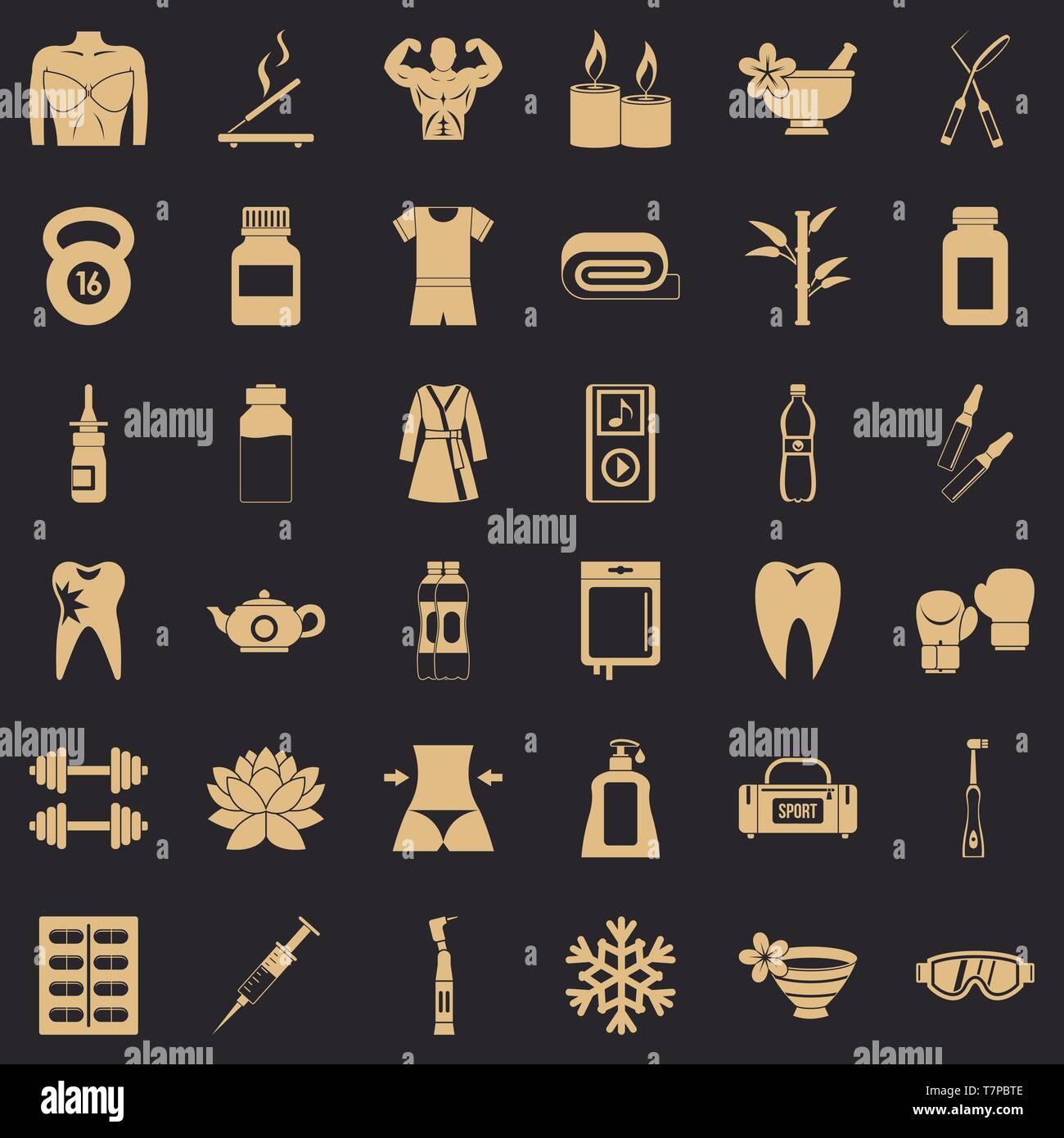 Fitness icons set, simle style Stock Vector