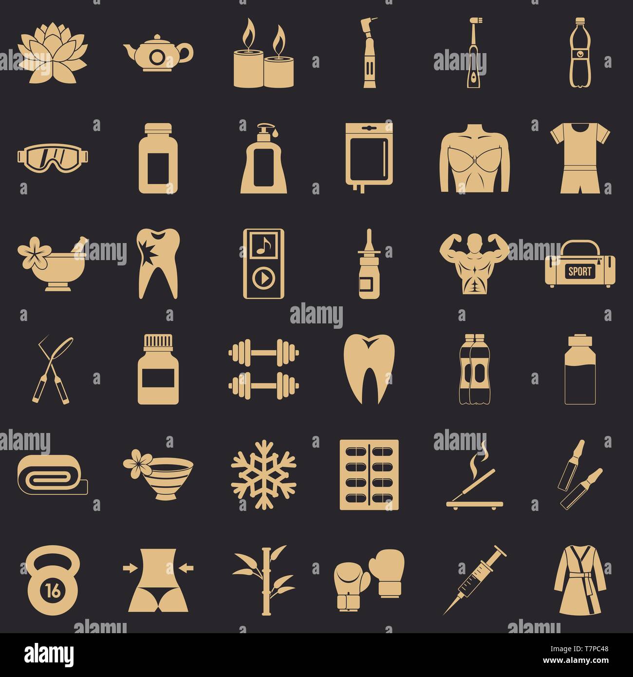 Healthy icons set, simle style Stock Vector
