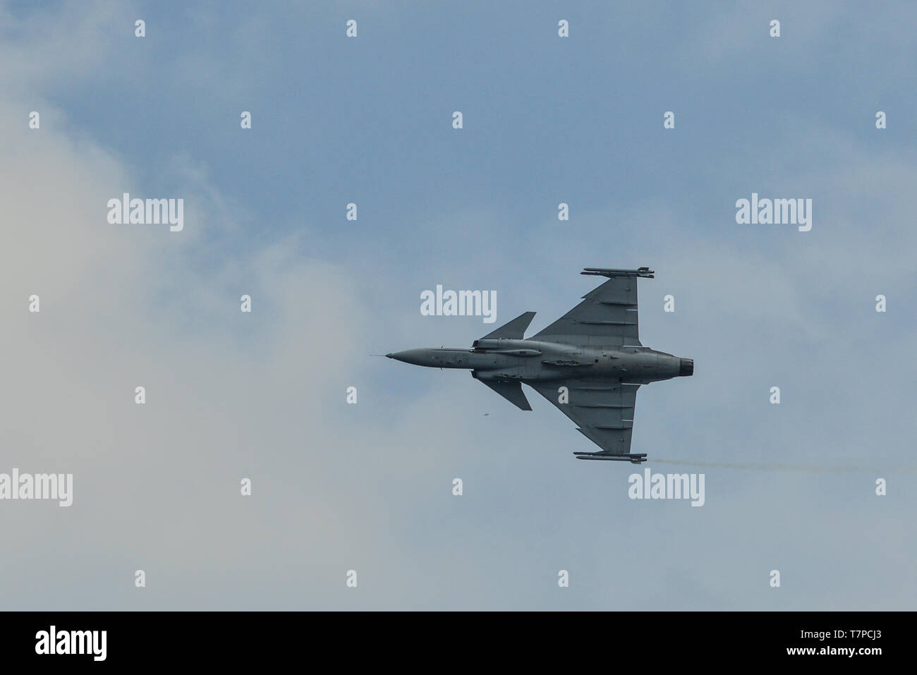 Singapore - Feb 10, 2018. Saab JAS 39 Gripen of Thai Air Force (RTAF) flying for in Changi, Singapore Stock Photo - Alamy