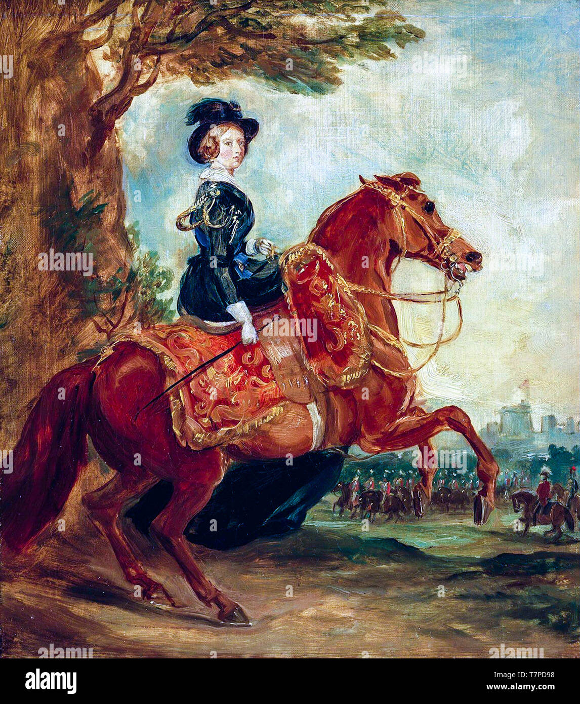 Equestrian portrait of Queen Victoria on horseback, painting by Francis Grant, 1845 Stock Photo
