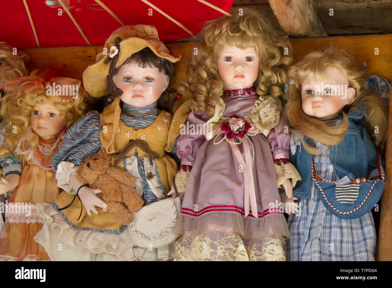 Antique antique dolls in the attic Stock Photo Alamy