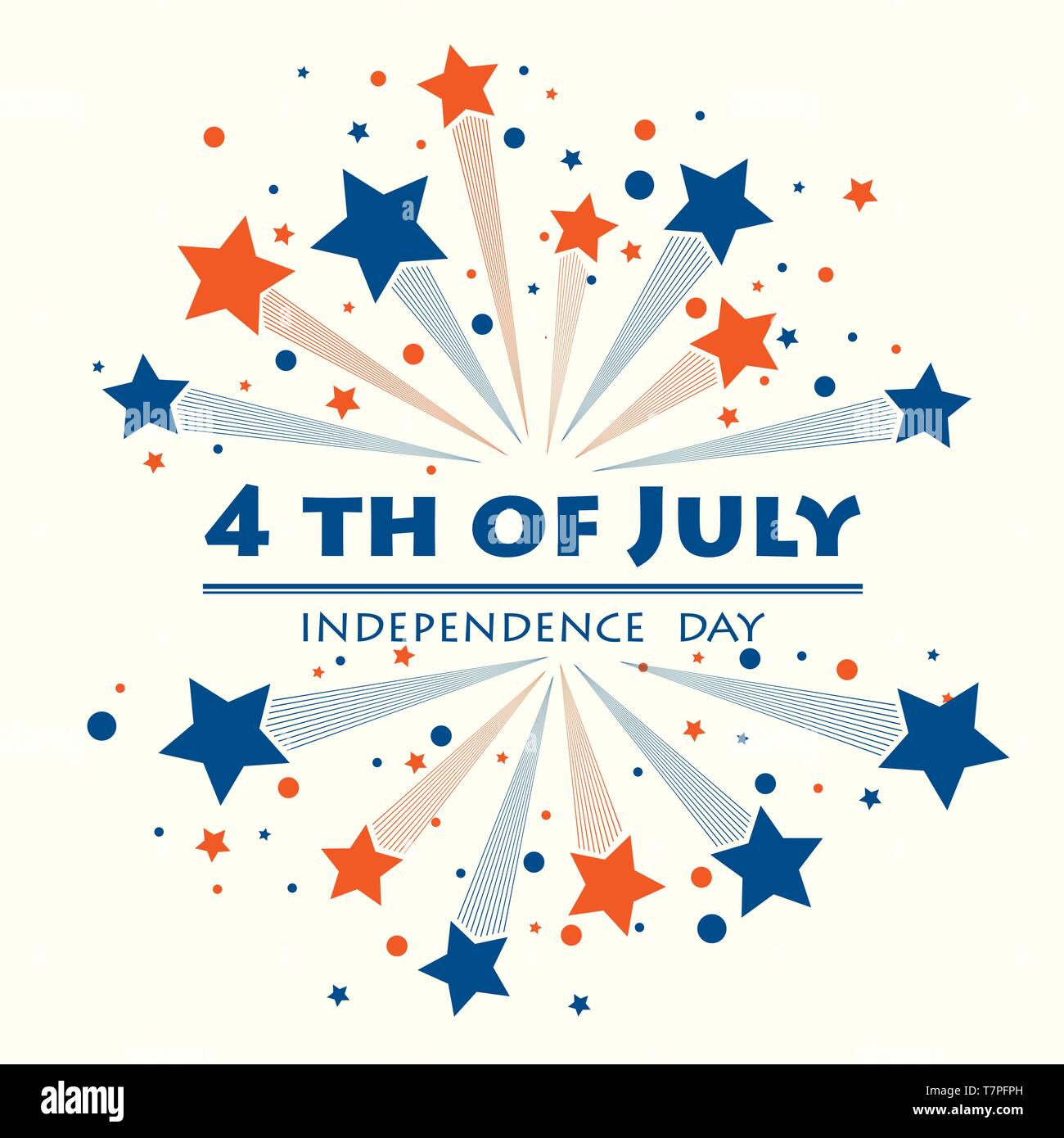 Big red and blue fireworks on white background Stock Vector