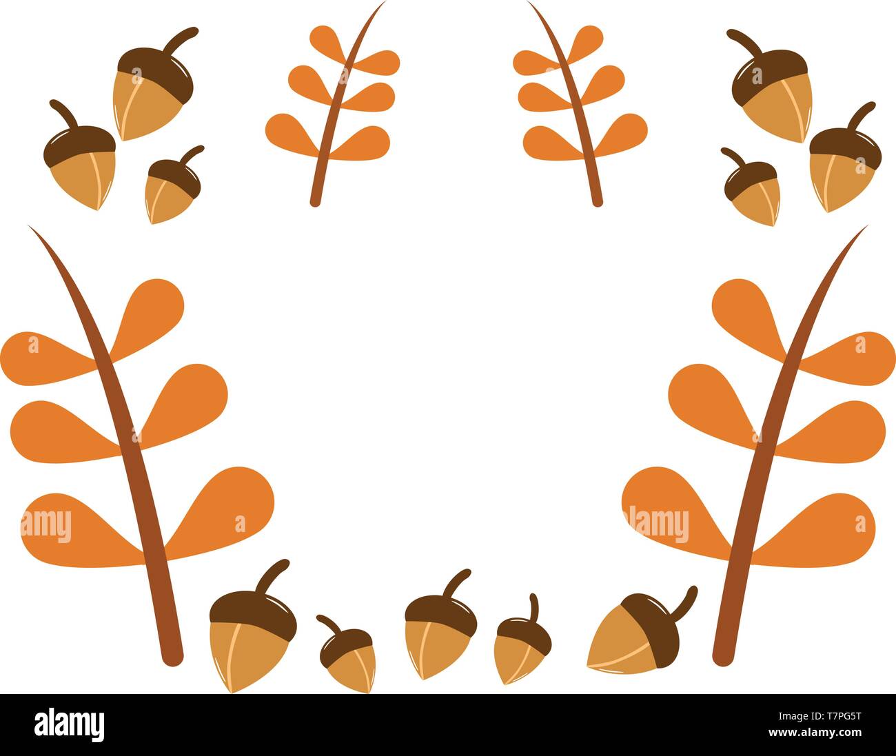 Nature frame autumn them with leaves and acrons Stock Vector Image ...