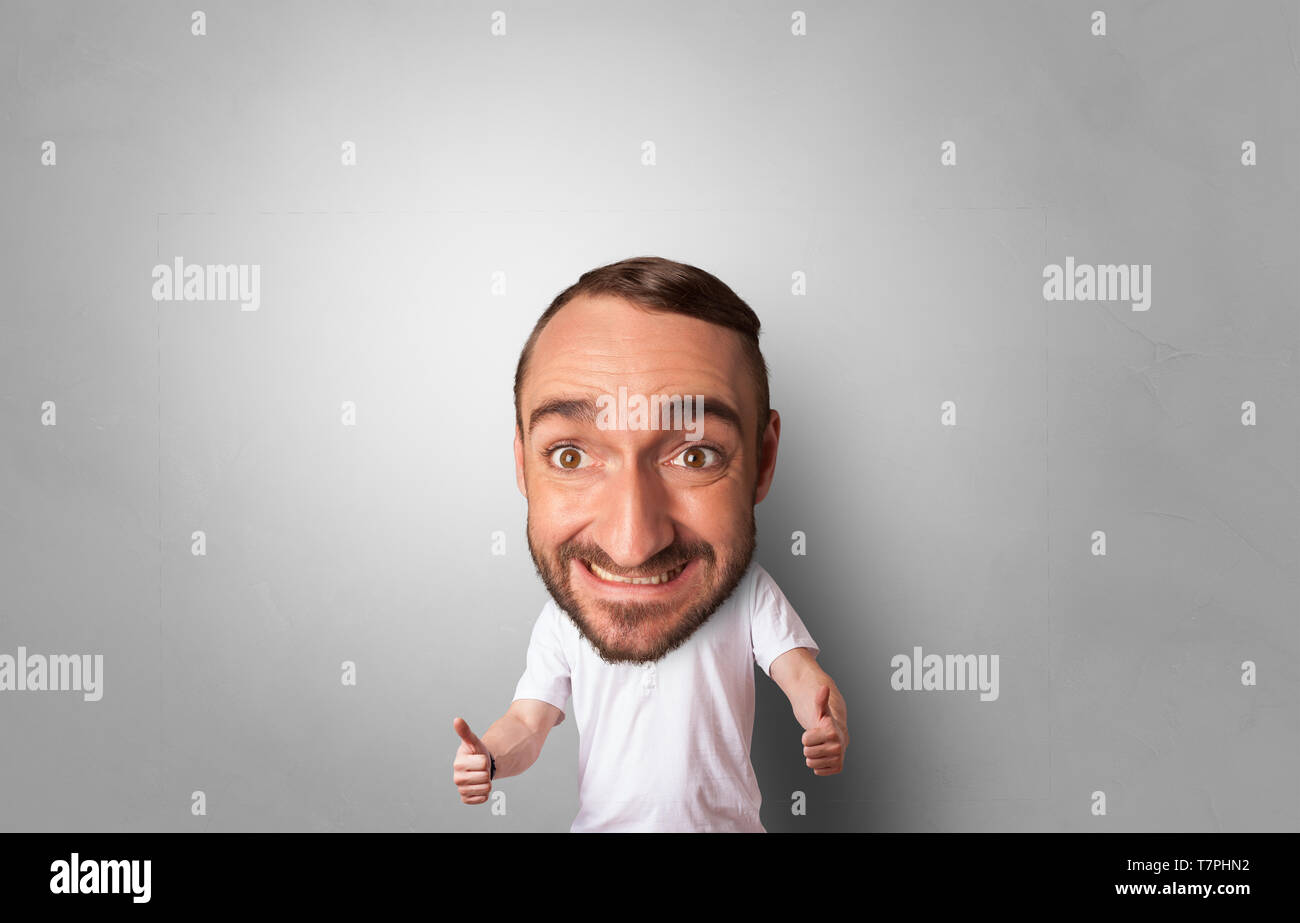 Big head on small body with copy space Stock Photo Alamy