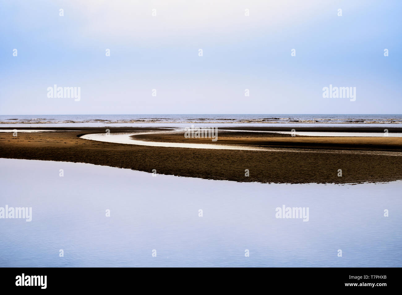 Sea view with distinct graphical forms, Belgium Stock Photo