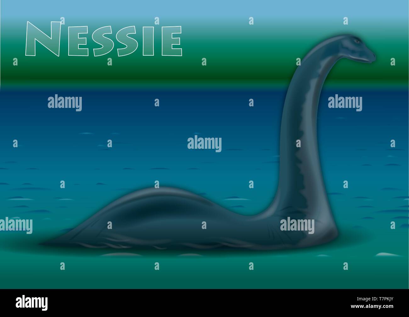 Nessie, monster of Lock Ness lake, vector illustration, Scotland Stock Vector