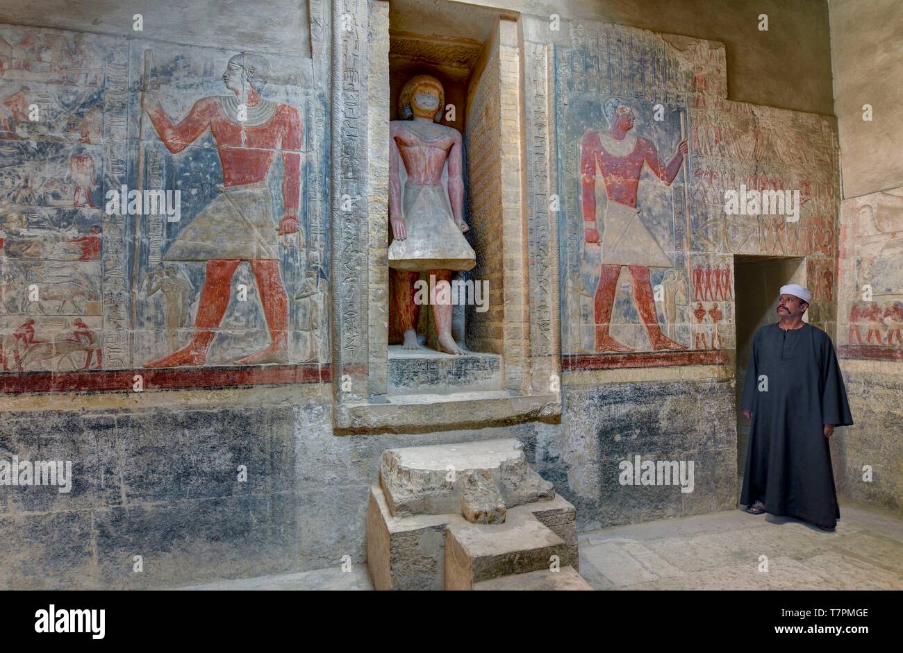 Egypt, Lower Egypt, ancient necropolis of Saqqara listed as World Heritage by UNESCO, the mastaba (tomb) of Mereruka, vizier and son in law of king Seti of the VIth dynasty Stock Photo