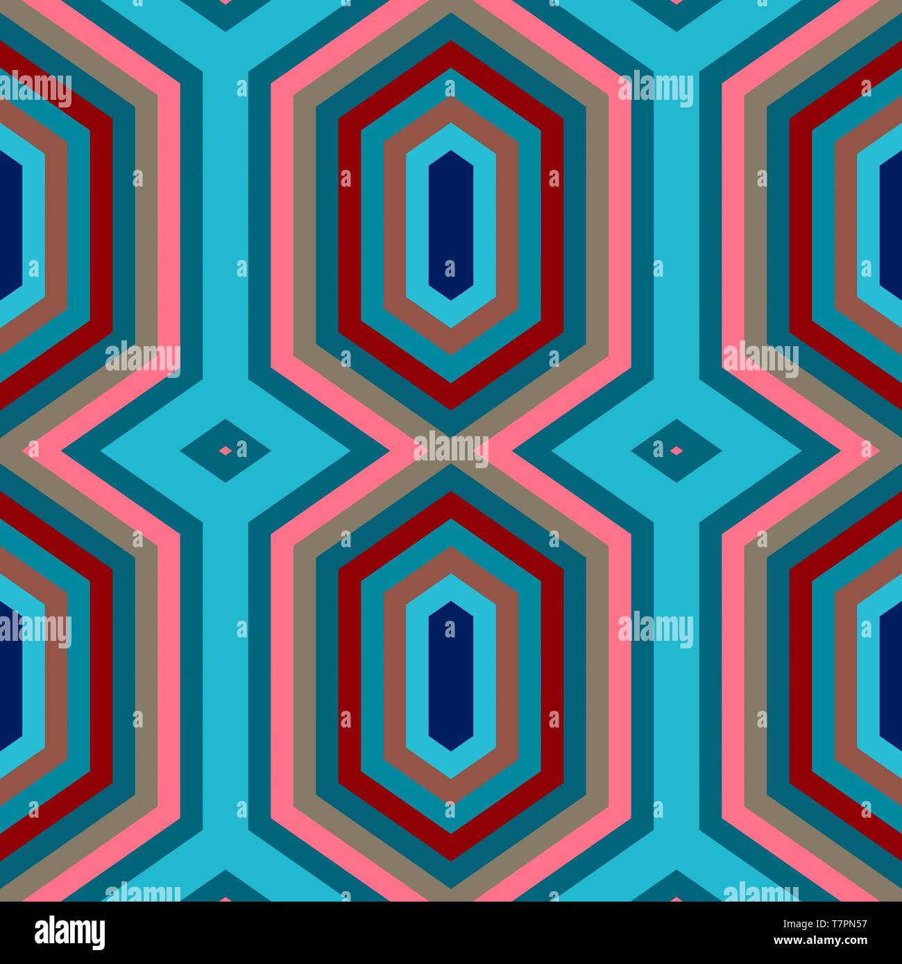 abstract hexagon backdrop style. moderate red, teal blue and dark turquoise  colors. seamless pattern for wallpaper, fashion garment design, wrapping p  Stock Photo - Alamy