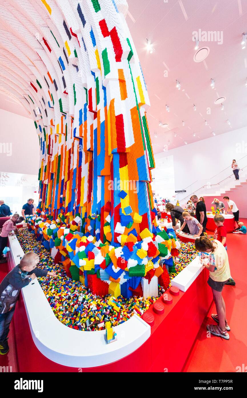 Denmark, Jutland, Billund, Lego® House is the Lego® experimental center for  the general public with 25 million bricks available over 12,000 m2 in six  zones: here the red zone dedicated to creative